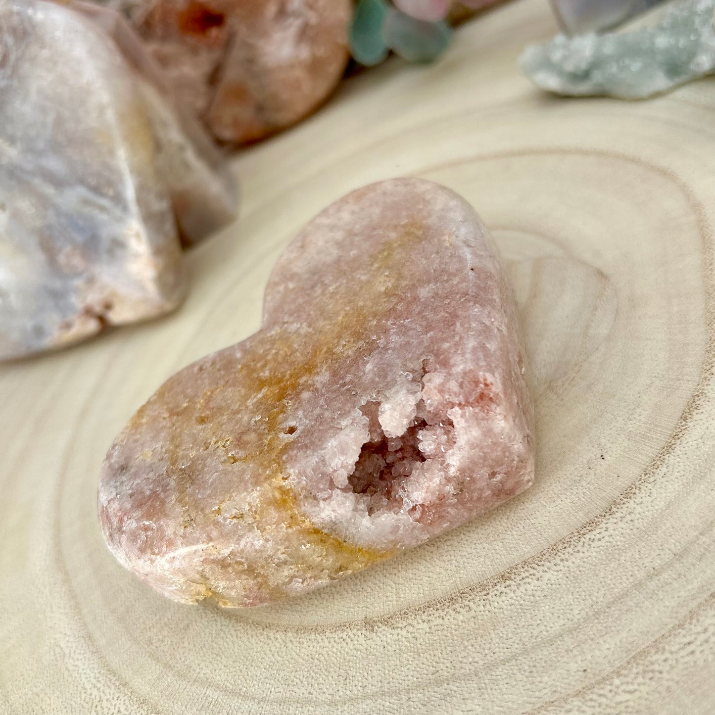 Pink Amethyst Druzy Heart Carving