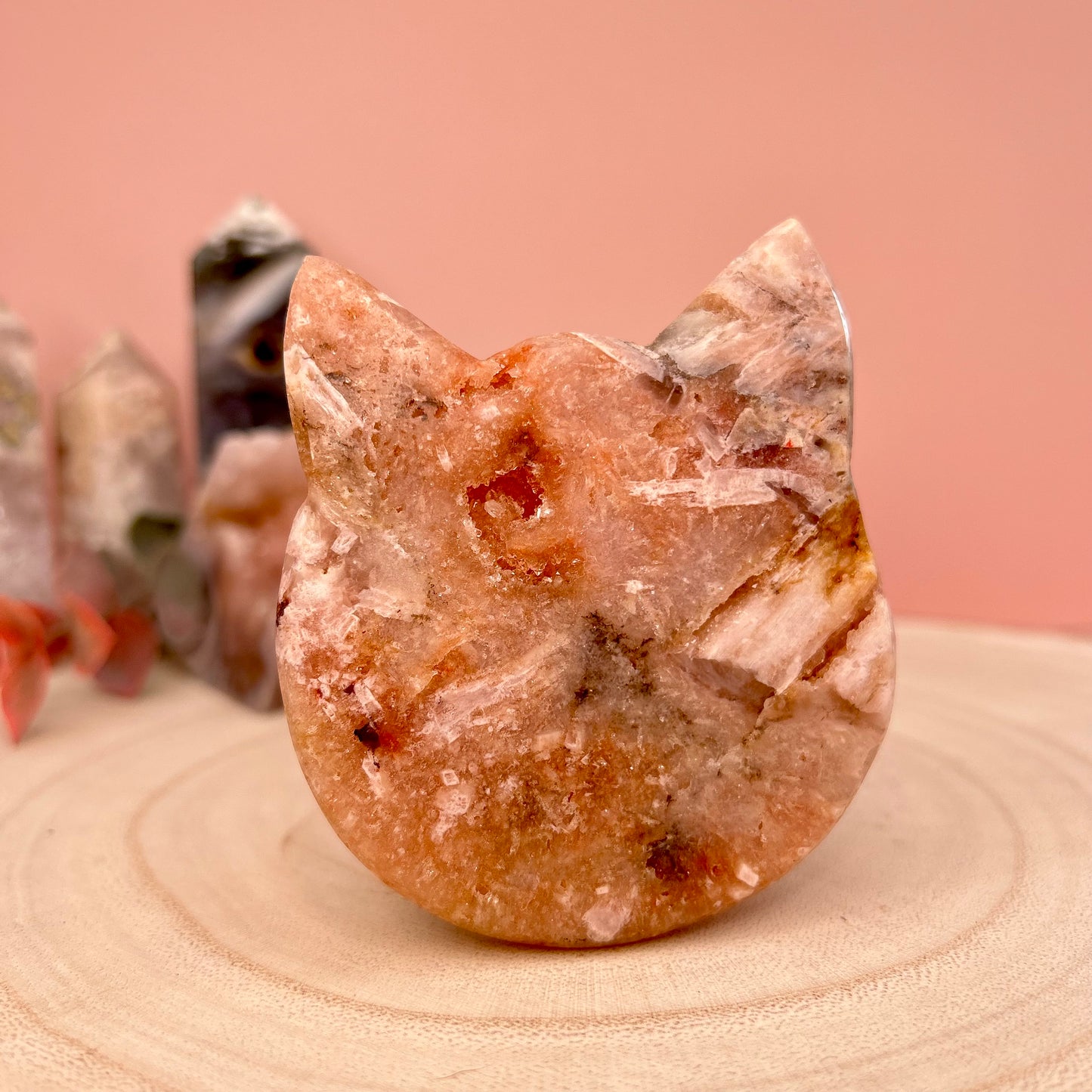 Pink Amethyst Cat Carving