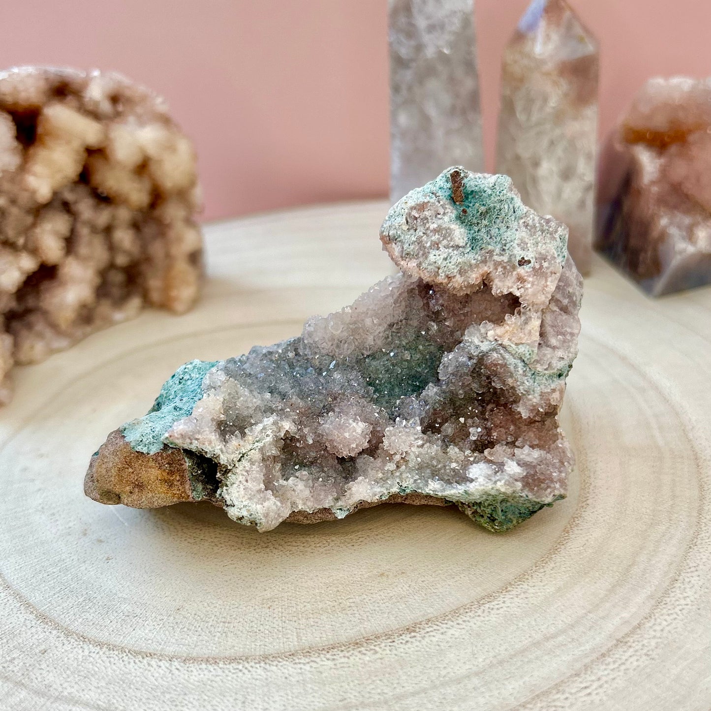 Druzy Pink Amethyst Raw Formation | with blue hues