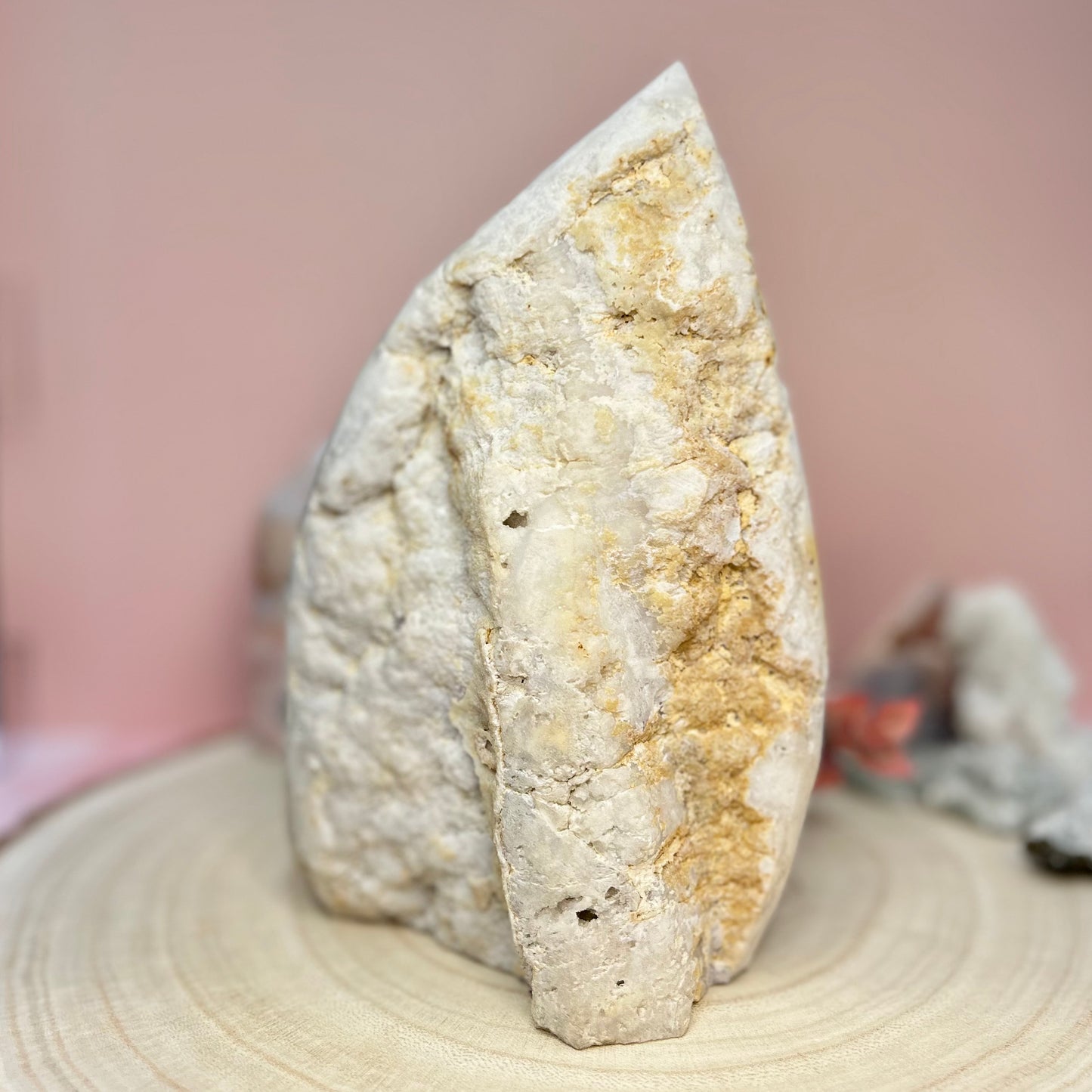White Agate Large Flame Carving
