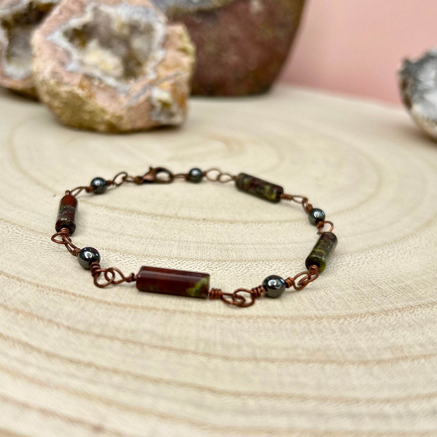 Revitalise | Bloodstone and Hematite Copper Rosary bracelet