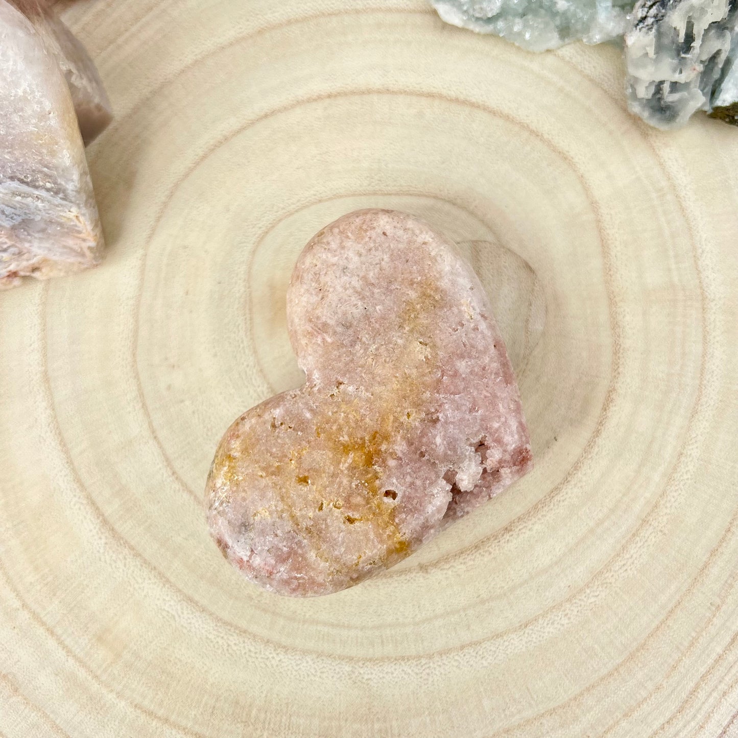 Pink Amethyst Druzy Heart Carving