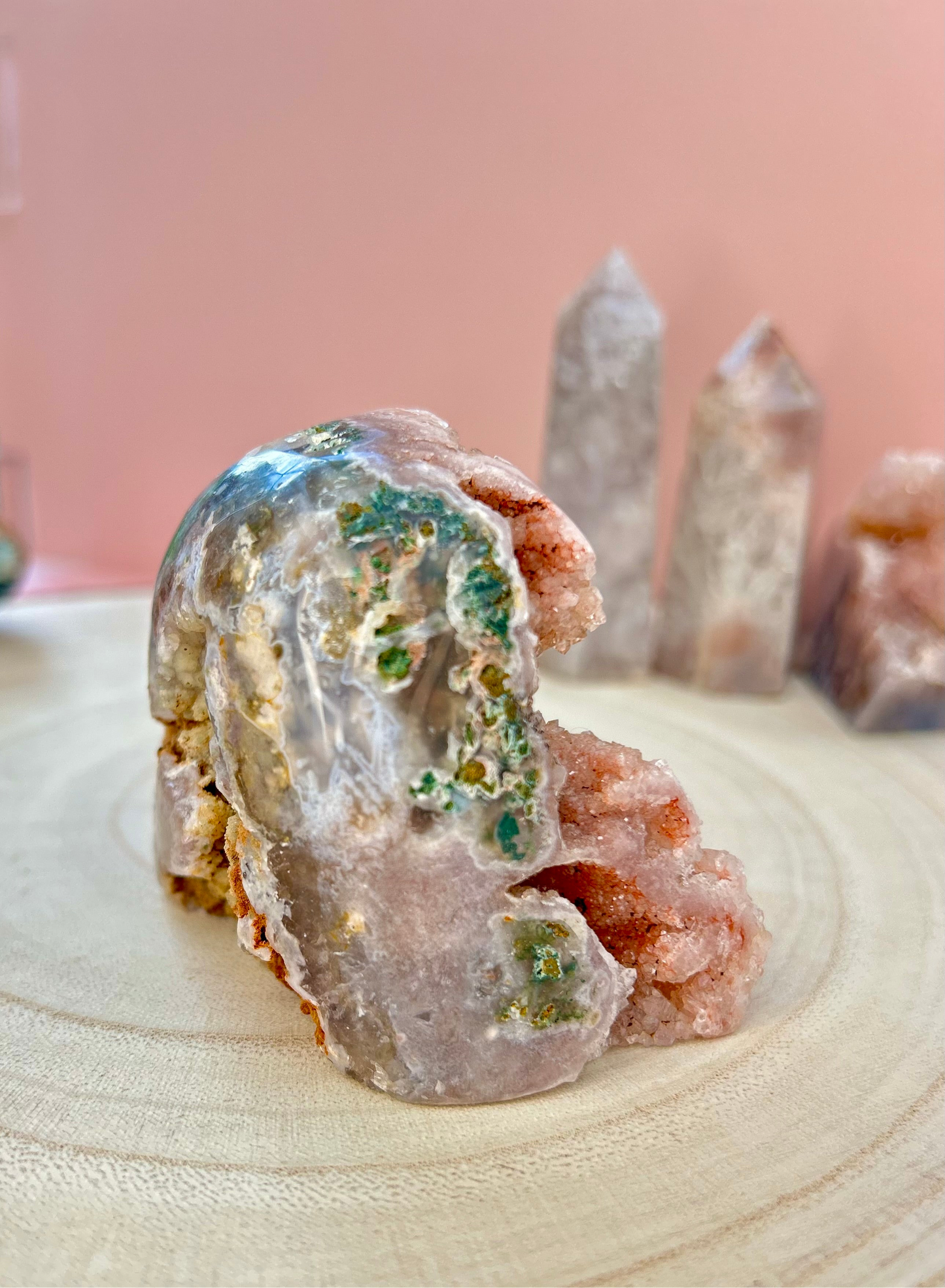 Druzy Pink Amethyst with Ocean Jasper | Raw Formation