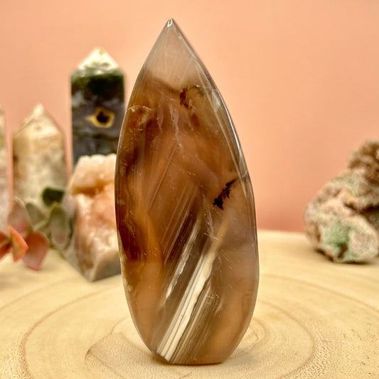 Black Flower Agate Flame