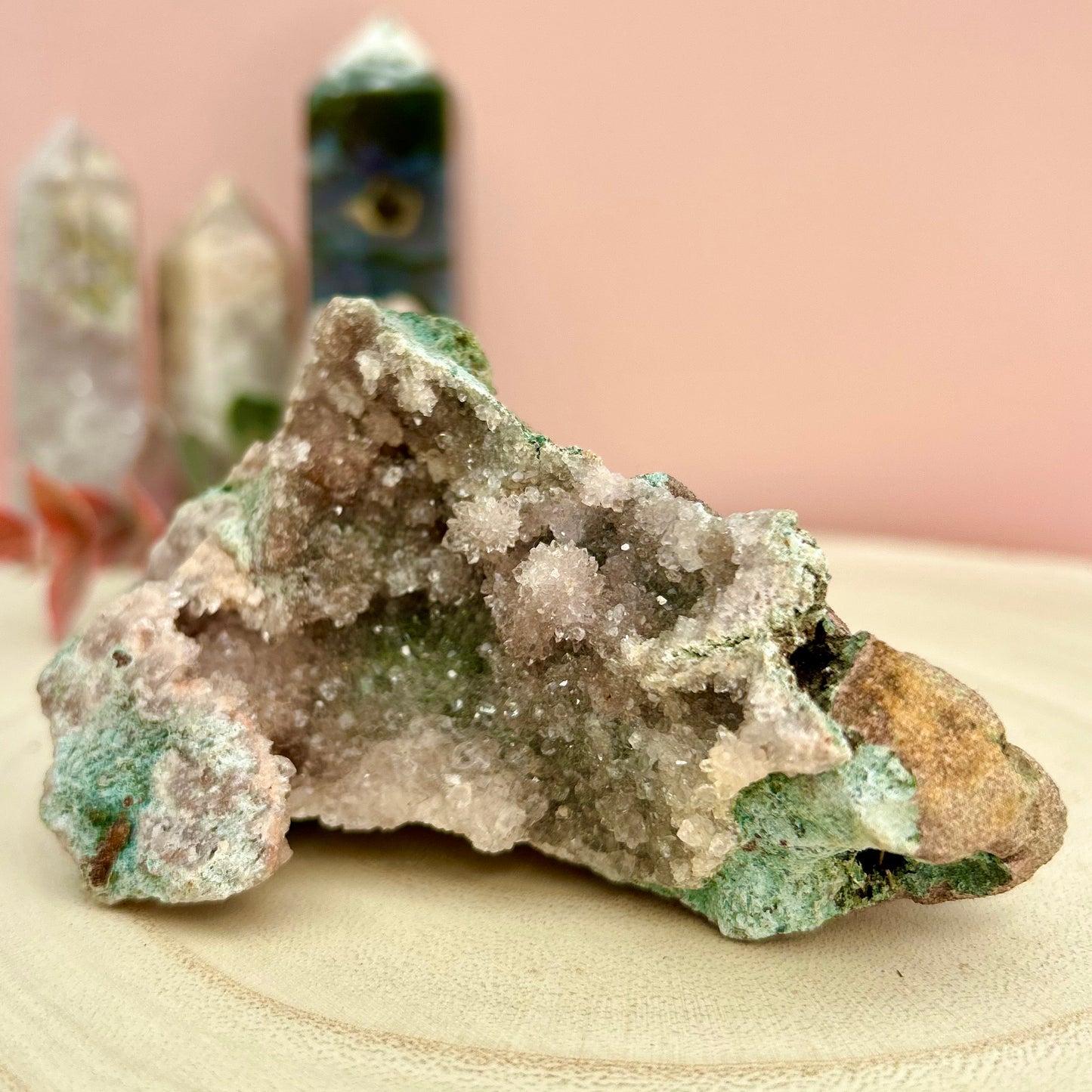 Druzy Pink Amethyst Raw Formation | with blue hues