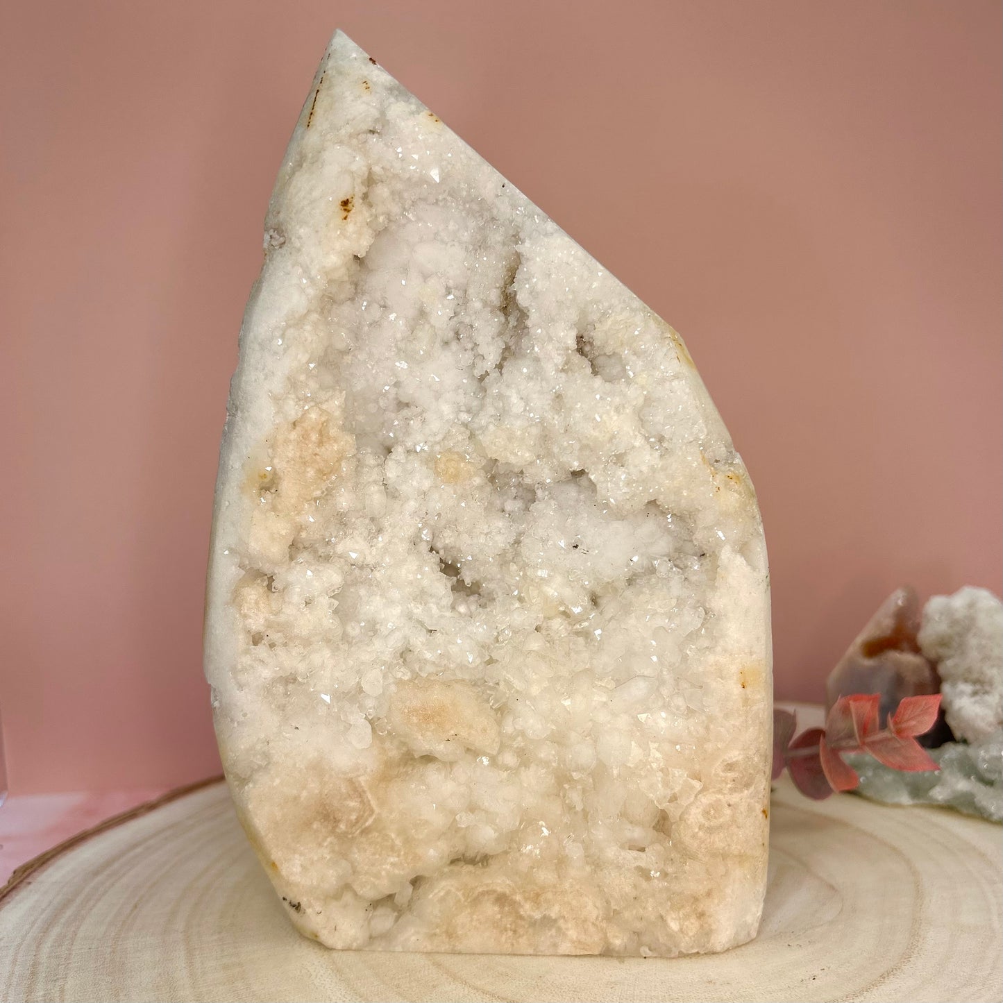 White Agate Large Flame Carving