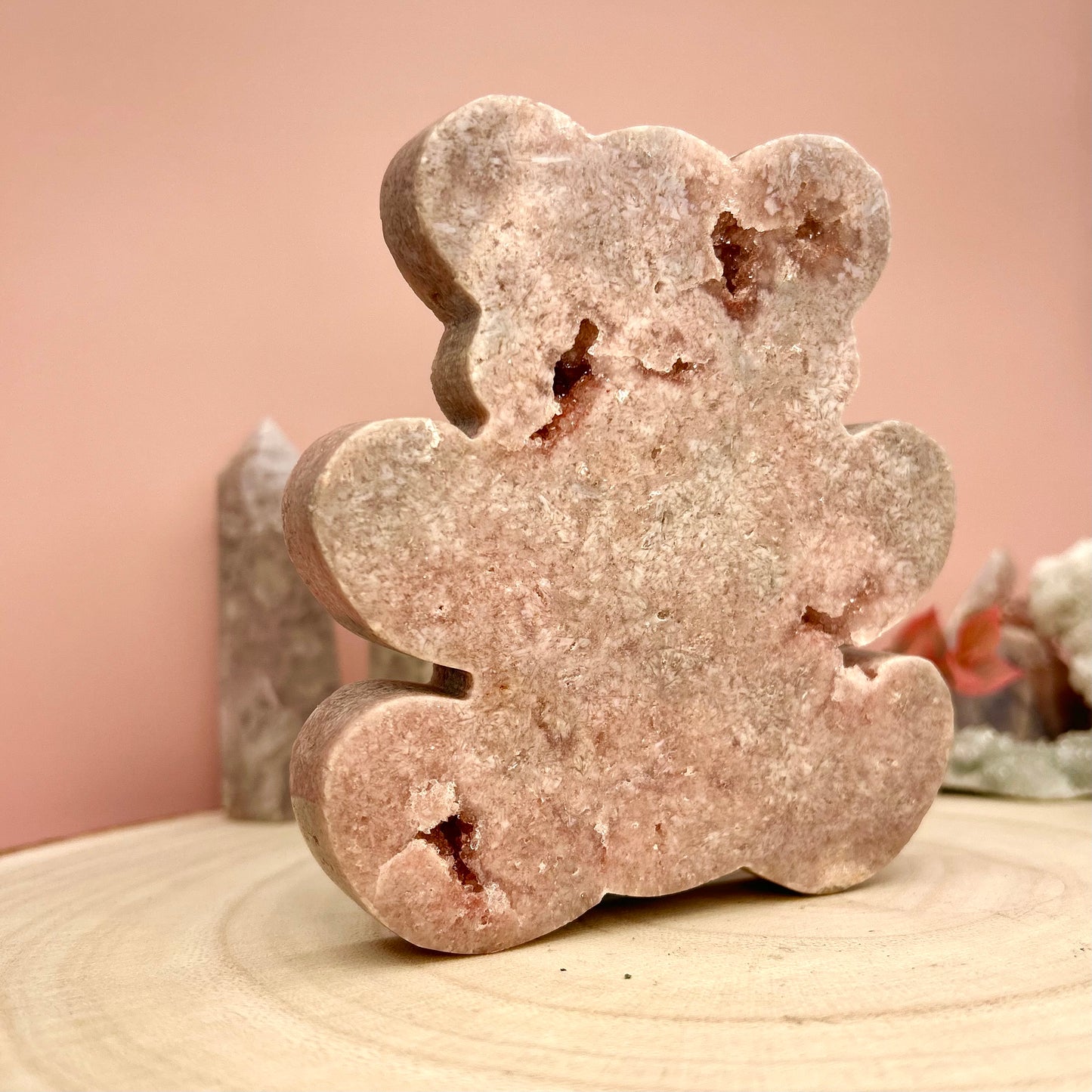 Pink Amethyst Teddy Carving